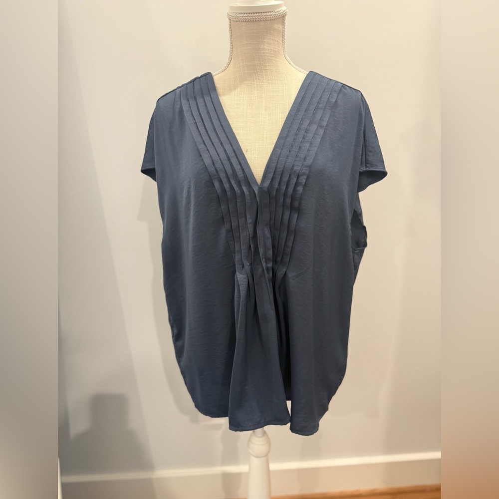 Banana Republic Factory Blue Pleated Blouse